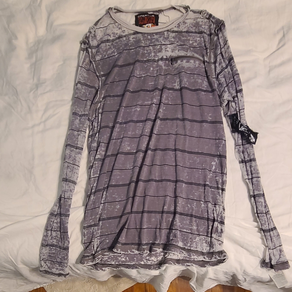 Creative Destruction distressed style men's shirt.